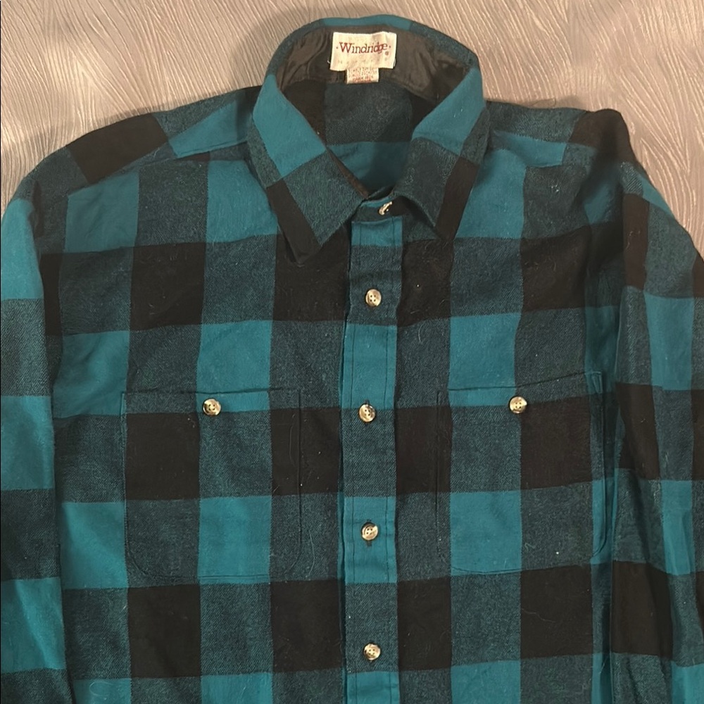 Windward Teal and Black Plaid Shirt
